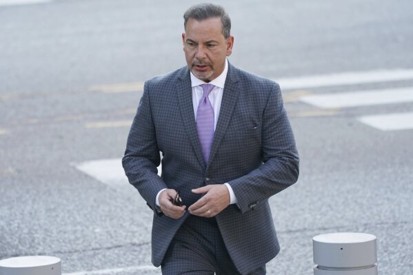 FILE - Former DEA agent Joseph Bongiovanni arrives at the Robert H. Jackson U.S. Court House for a hearing for an upcoming trial on drug and bribery charges, Wednesday, June 21, 2023. Jurors are scheduled to begin deliberations Wednesday, April 3, 2024, in the corruption trial of former U.S. Drug Enforcement Administration agent, Bongiovanni, in Buffalo. Bongiovanni is charged with accepting cash bribes to shield suspects with connections to organized crime. (Derek Gee/The Buffalo News via AP, File)