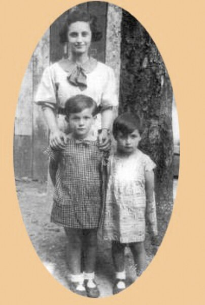 This undated photo provided by Bronia Brandman shows sisters, from left, Mila, Holocaust survivor Bronia, and Rutka. Seventy-five years after the liberation of Auschwitz, telling her story is the driving force of Bronia Brandman’s life. (Bronia Brandman via AP)