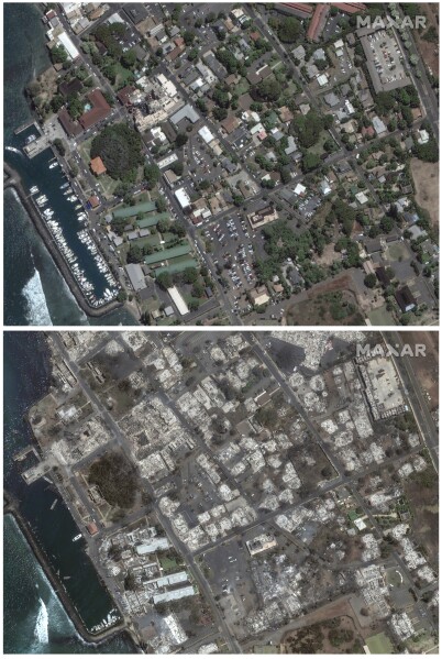 Before and after images show Maui wildfire devastation in stark