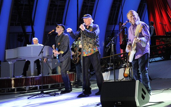Members of The Beach Boys, from left, Brian Wilson, David Marks, Mike Love and Al Jardine perform during the band's concert at the Hollywood Bowl in Los Angeles on June 2, 2012. (Photo by Chris Pizzello/Invision/AP, File)