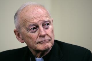 FILE — Former Washington Archbishop, Cardinal Theodore McCarrick listens during a press conference in Washington, May 16, 2006. Defrocked Cardinal Theodore McCarrick is facing another sexual abuse lawsuit, from a man who claims McCarrick abused him in the 1980s when McCarrick was serving in New Jersey. (AP Photo/J. Scott Applewhite, File)