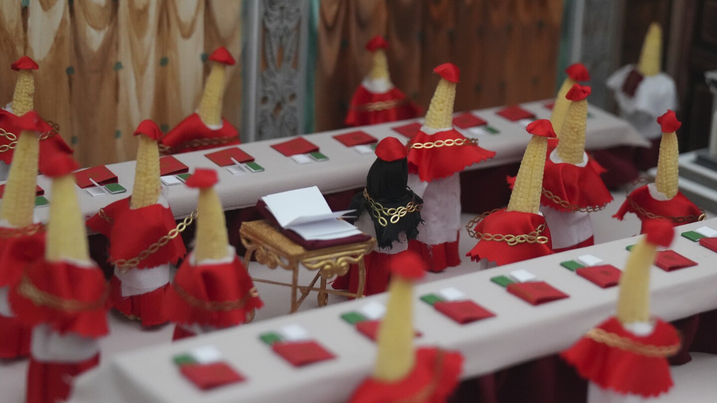 A quirky vegetable sculpture contest features a squash Donald Trump and a papal 'cornclave'
