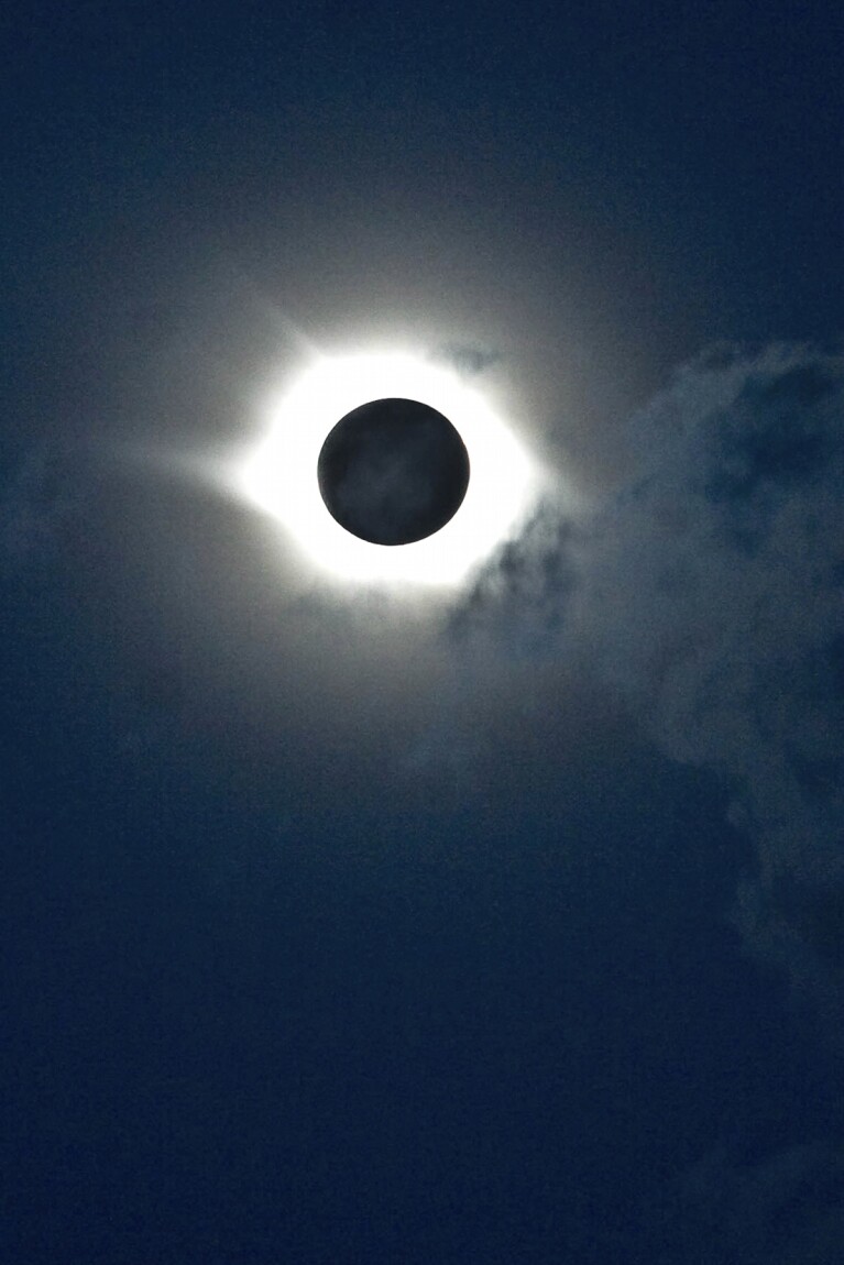 FILE - A total solar eclipse is observed above the mountainous Siberian Altai region, about 3,000 kilometers (1,850 miles) east of Moscow, on Friday, Aug. 1, 2008. (AP Photo/Oleg Romanov, File)