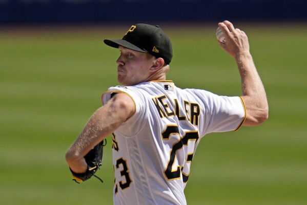 Pittsburgh Pirates starting pitcher Mitch Keller delivers during the first inning of a baseball game against the Washington Nationals in Pittsburgh, Thursday, Sept. 14, 2023. (AP Photo/Gene J. Puskar)