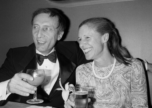 File - Actors Tom Aldridge, left, and Francis Sternhagen celebrating the opening of their play "on golden pond" On February 28, 1979 in New York.  Sternhagen, veteran character actor who won two Tony Awards and later in life 
