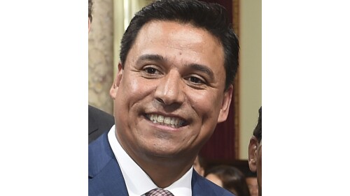 FILE - Los Angeles City Councilman Jose Huizar appears at a ceremony at Los Angeles City Hall on Aug. 3.  24, 2016. A real estate developer has been sentenced to six years in federal prison for paying Huizar 0,000 in cash bribes to help with a downtown project.  Prosecutors say Dae Young Lee, also known as David Lee, was sentenced on Friday, July 21, 2023. (Walt Mancini/The Orange County Register via AP, File)