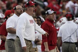 Wisconsin head coach Paul Chryst reacts during the first half of an NCAA college football game against Illinois State Saturday, Sept. 3, 2022, in Madison, Wis. (AP Photo/Morry Gash)