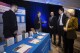 Brothers Zachary Green, from left, and Joshua Green, co-founders of MYSA speaks with Charles Michel, President of the European Council, Canada's Prime Minister Justin Trudeau and Ursula von der Leyen, President of the European Commission, at the Genesis Demonstration Fair at the Emera Innovation Exchange during the Canada-EU Summit in St. John's, Newfoundland and Labrador, on Friday, Nov. 24, 2023. (Paul Daly/The Canadian Press via AP)