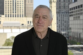 FILE - Robert De Niro poses for a portrait to promote the film "About My Father" on Sunday, May 7, 2023, in Chicago. Social media users are falsely claiming that the actor was captured on video yelling at anti-Israel protesters. (Photo by Matt Marton/Invision/AP, File)