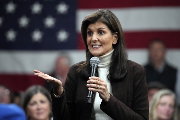 Republican presidential candidate former U.N. Ambassador Nikki Haley speaks at a town hall campaign event, Tuesday, Dec.12, 2023, in Manchester, N.H. (AP Photo/Robert F. Bukaty)