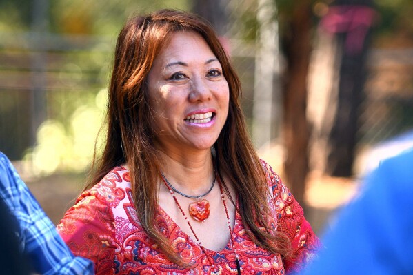 FILE - California State Treasurer Fiona Ma smiles during a visit to Nevada City, Calif., Aug. 30, 2022. Ma will stand trial for sexual harassment after a former high-ranking female employee sued her alleging that the state official made sexual advances toward her before firing her. Ma said the allegations are without merit. A judge on Thursday, Sept. 14, 2023, denied Ma’s motion to dismiss the case. (Elias Funez/The Union via AP, File)