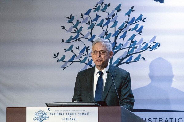 Attorney General Merrick Garland speaks during the Second Annual Family Summit on Fentanyl at DEA Headquarters in Washington, Tuesday, Sept. 26, 2023. (AP Photo/Jose Luis Magana)