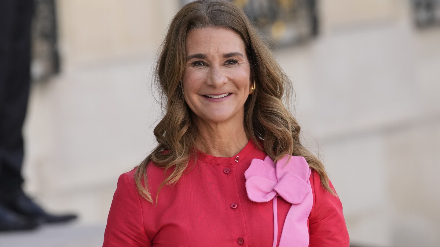 FILE - Co-chair of the Bill & Melinda Gates Foundation Melinda French Gates smiles as she leaves the Elysee Palace, June 23, 2023, in Paris. Melin