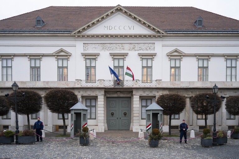 A general view of Sandor Palace, office of the Hungarian President in Budapest, Saturday, Feb. 10, 2024. Hungary鈥檚 conservative president Katalin Nov谩k has resigned amid public outcry over a pardon she granted to a man convicted as an accomplice in a child sexual abuse case, a decision that unleashed an unprecedented political scandal for the long-serving nationalist government. (APPhoto/Denes Erdos)