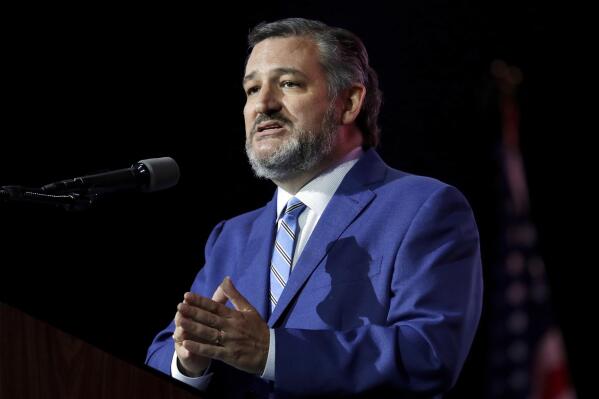 Sen. Ted Cruz, R-Texas, speaks during the Leadership Forum at the National Rifle Association Annual Meeting at the George R. Brown Convention Center Friday, May 27, 2022, in Houston. (AP Photo/Michael Wyke)