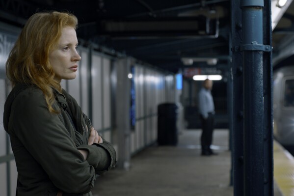 This image released by Ketchup Entertainment shows Jessica Chastain in a scene from "Memory." (Ketchup Entertainment via AP)