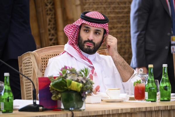 FILE - Crown Prince Mohammed bin Salman of Saudi Arabia takes his seat ahead of a working lunch at the G20 Summit, Nov. 15, 2022, in Nusa Dua, Bali, Indonesia. White House national security adviser Jake Sullivan spoke by phone with the crown prince on Tuesday, April 11, 2023, amid signs that the Saudis and Iran-allied Houthis in Yemen are making “significant progress” toward finding a permanent end to the nine-year conflict, according to a senior administration official. (Leon Neal/Pool Photo via AP, File)