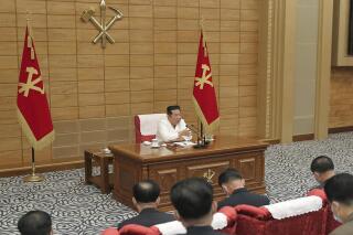 In this photo provided by the North Korean government,  North Korean leader Kim Jong Un attends a ruling party's politburo meeting in Pyongyang,  North Korea, Sunday, May 29, 2022. Independent journalists were not given access to cover the event depicted in this image distributed by the North Korean government. The content of this image is as provided and cannot be independently verified. (Korean Central News Agency/Korea News Service via AP)