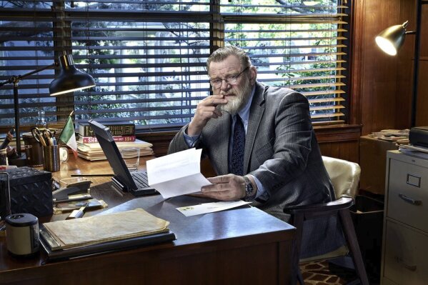 This image released by Peacock shows Brendan Gleeson from the series "Mr. Mercedes," based on a Stephen King trilogy. The first two seasons of “Mr. Mercedes” will be bingeable on Peacock starting on Oct. 15. (Sonar Entertainment/Peacock via AP)