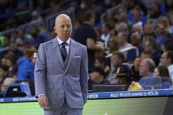 UCLA coach Mick Cronin walks the sideline during the first half of the team's NCAA college basketball game against California on Saturday, Feb. 18, 2023, in Los Angeles. (AP Photo/Allison Dinner)