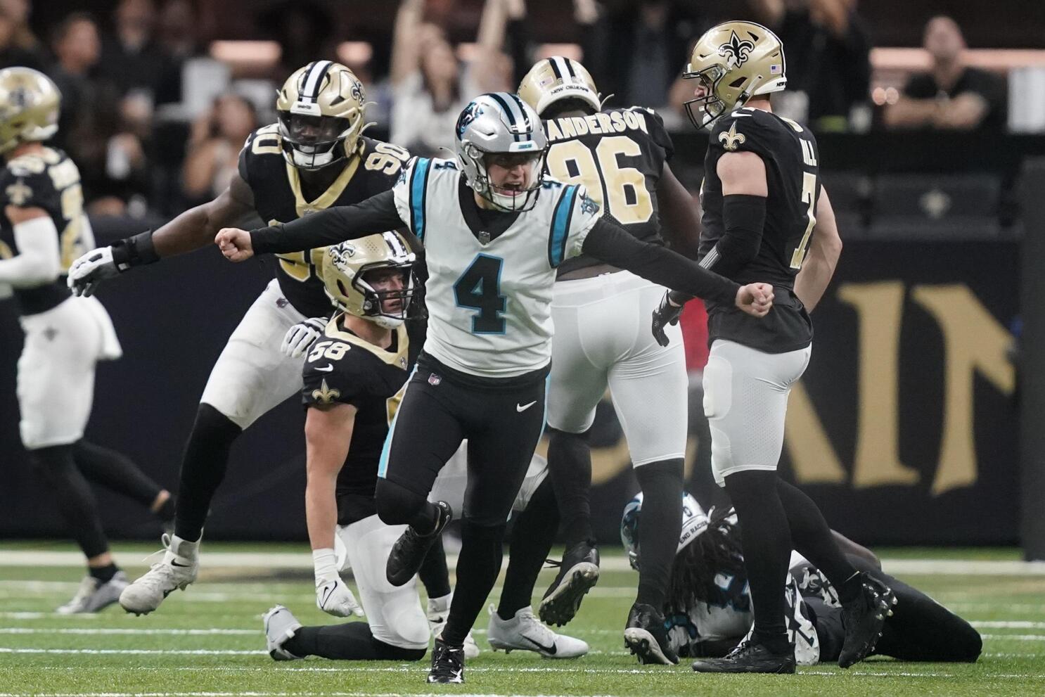 Panthers WR Terrace Marshall leaves practice on cart