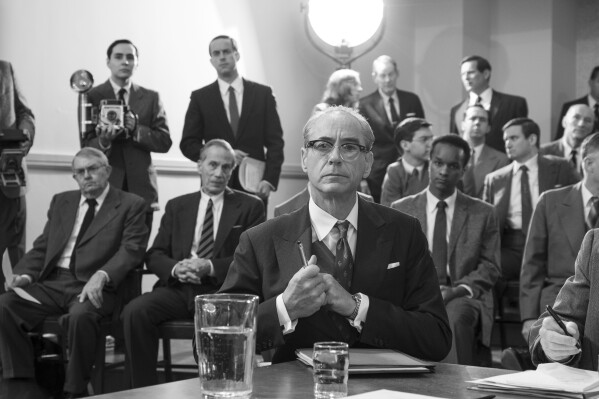 This image released by Universal Pictures shows Robert Downey Jr as Lewis Strauss in a scene from 