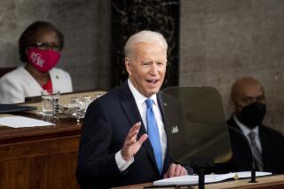 President Joe Biden addresses a joint session of Congress, Wednesday, April 28, 2021, in the House Chamber at the U.S. Capitol in Washington. (Caroline Brehman/Pool via AP)
