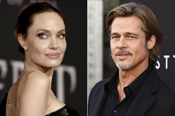 FILE - This file photo combination shows Angelina Jolie at a premiere in Los Angeles on Sept. 30, 2019, left, and Brad Pitt at a special screening on Sept. 18, 2019. The California Supreme Court has refused to consider Pitt's appeal of a court ruling that disqualified the judge in his custody battle with Jolie. The court on Wednesday, Oct. 27, 2021, denied review of a June appeals court decision that said the private judge hearing the case should be disqualified for failing to sufficiently disclose his business relationships with Pitt's attorneys. (AP Photo/File)