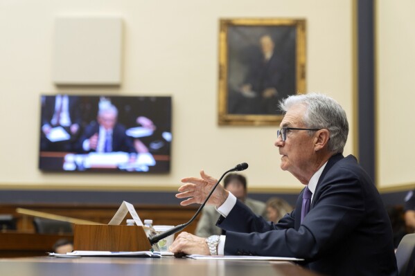 Federal Reserve Board Chair Jerome Powell speaks during his appearance before the House Financial Services Committee on Capitol Hill, Wednesday, March 6, 2024, in Washington. (AP Photo/Mark Schiefelbein)