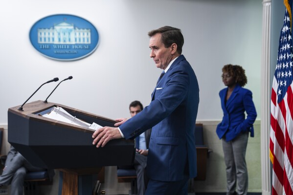 National Security Council spokesman John Kirby speaks during a press briefing at the White House, Wednesday, Jan. 31, 2024, in Washington. (AP Photo/Evan Vucci)