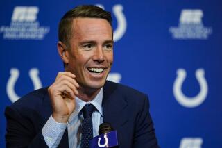FILE - Indianapolis Colts quarterback Matt Ryan speaks during a news conference at the NFL football team's practice facility in Indianapolis on March 22, 2022. Matt Ryan has joined CBS as an analyst, though he stressed Monday, May 15, 2023, that he's not giving up on landing with another team as a quarterback. (AP Photo/Michael Conroy, File)