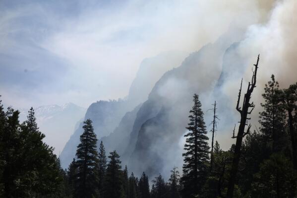 FILE - In this June 11, 2019, file photo, canyon walls are shrouded with smoke from a prescribed burn in Kings Canyon National Park, Calif. Ten of the world’s most treasured forests and nature reserves, including those in Yosemite National Park in the United States and Sumatra’s tropical rainforest in Indonesia, have gone from being net consumers of heat-trapping carbon dioxide in the atmosphere to net generators of it, a new U.N.-backed report shows. The first of its kind study by the International Union for Conservation of Nature and UNESCO cited factors like logging, wildfires and clearance of land for agriculture. (AP Photo/Brian Melley, File)