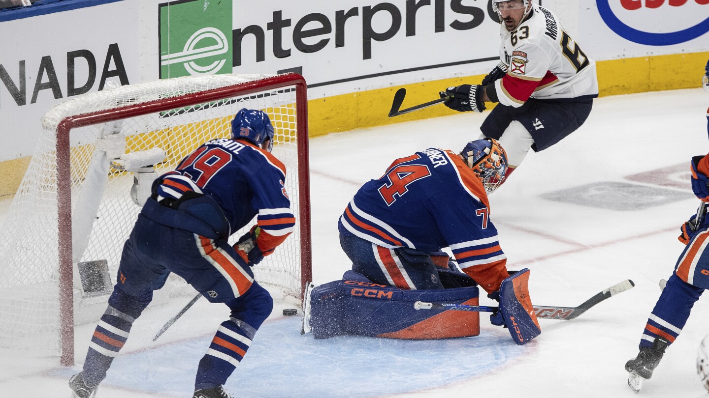 Marchand scores in 2nd OT, Panthers beat Oilers 5-4 in Game 2 to even the Stanley Cup Final