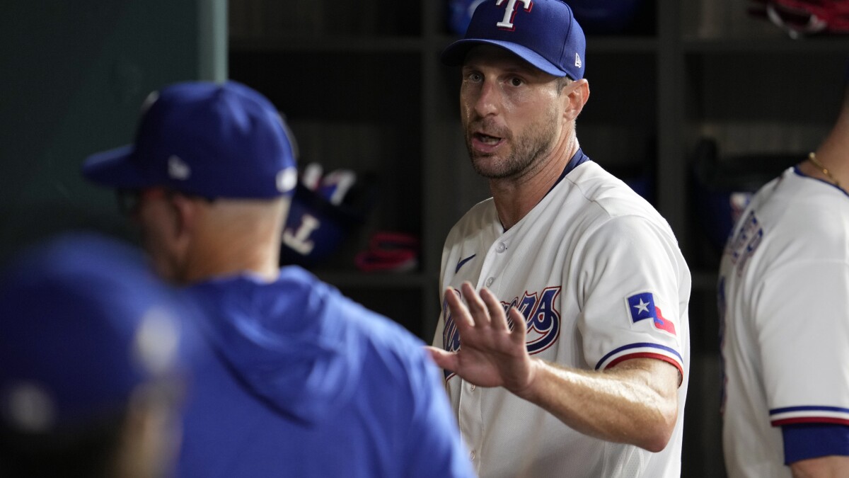 Scherzer roughed up by Astros in return from injury, leaving with Rangers  down 5 in loss