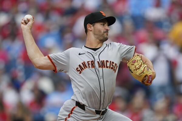 San Francisco Giants' Mason Black pitches during the second inning of a baseball game against the Philadelphia Phillies, Monday, May 6, 2024, in Philadelphia. (AP Photo/Matt Rourke)