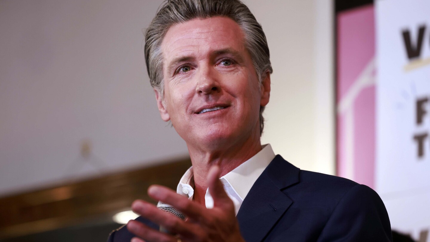 FILE - California Gov. Gavin Newsom speaks at a rally June 7, 2024, in San Francisco. Newsom announced Tuesday, June 18, 2024, that he wants to restri