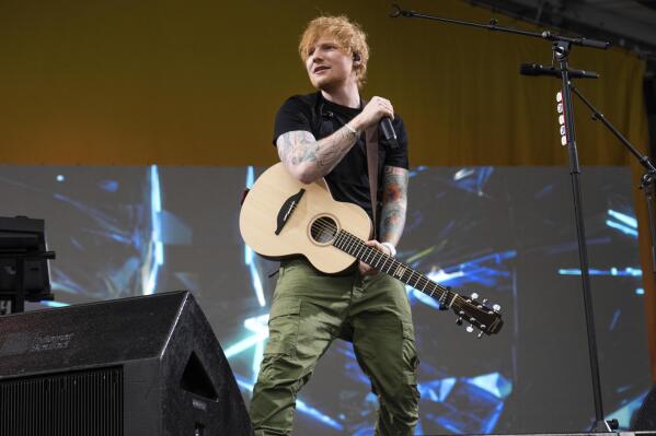 Ed Sheeran performs at the 2023 New Orleans Jazz & Heritage Festival on Saturday, April 29, 2023, at the Fair Grounds Race Course in New Orleans. (Photo by Amy Harris/Invision/AP)