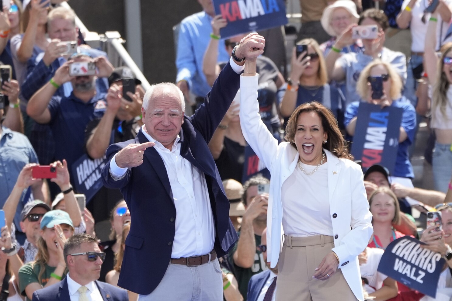 Election 2024: Harris and Walz say they’re ‘joyful warriors’ against Donald Trump