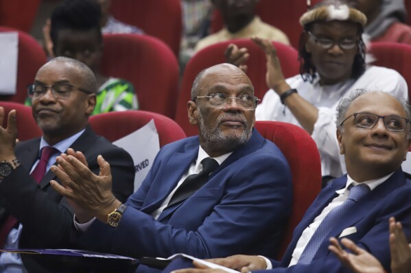 Haiti's Prime Minister Ariel Henry attends a public lecture at the United States International University in Nairobi, Kenya, March 1, 2024. (AP Photo/Andrew Kasuku, File)