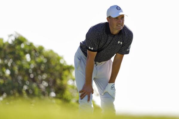 Jordan Spieth watches his shot from the 17th tee during the first round of the Sony Open golf tournament, Thursday, Jan. 12, 2023, at Waialae Country Club in Honolulu. (AP Photo/Matt York)