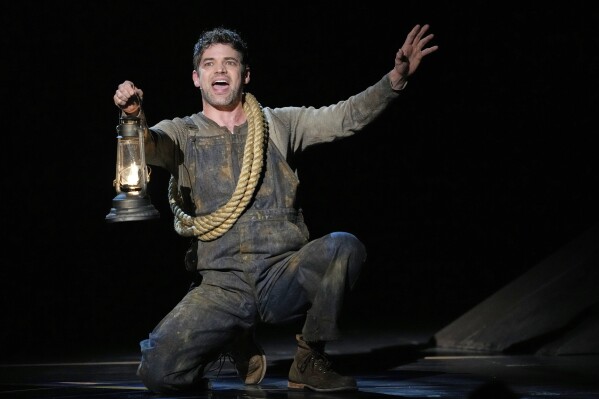 Jeremy Jordan performs a medley from "Floyd Collins" during the 78th Tony Awards on Sunday, June 8, 2025, at Radio City Music Hall in New York. (Photo by Charles Sykes/Invision/AP)