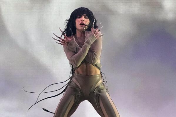 Loreen of Sweden performs during the Grand Final of the Eurovision Song Contest in Liverpool, England, Saturday, May 13, 2023. (AP Photo/Martin Meissner)