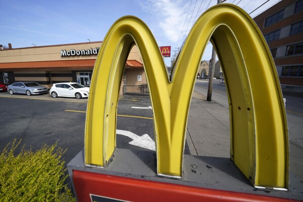A McDonald's restaurant sign is shown in Pittsburgh on Saturday, April 23, 2022. McDonald's is reporting earnings on Thursday, July 27, 2023. (AP Photo/Gene J. Puskar)