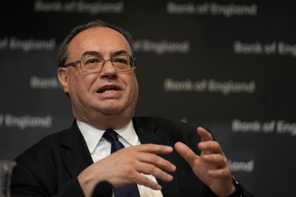 FILE - Andrew Bailey, Governor of the Bank of England, addresses the media on the Monetary Policy Report at the Bank of England in London, May 5, 2022. Bank of England Gov. Andrew Bailey on Monday May 16, 2022, rejected criticism that the institution didn’t move quickly enough to quash inflationary pressure, telling a parliamentary committee that monetary policymakers weren’t able to predict wars. (AP Photo/Frank Augstein, Pool, File)