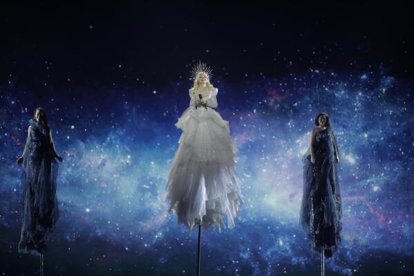 File - Kate Miller-Heidke of Australia performs during a rehearsal for the 2019 Eurovision Song Contest in Tel Aviv, Israel. Since 1956, the Eurovision Song Contest has provided catchy tunes, cheesy pop and bombastic anthems - but also some eye-catching fashion. (AP Photo/Sebastian Scheiner, File)