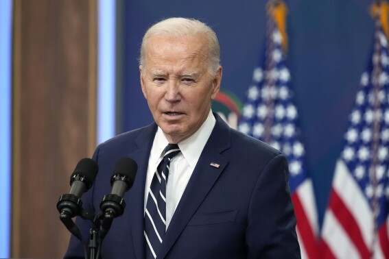 FILE - President Joe Biden speaks on April 12, 2024, in Washington. Lawmakers in Ohio have failed to come to agreement on adjusting a state election deadline that stands to prevent President Joe Biden from appearing on 2024 ballots by the deadline Thursday, May 9, 2024. The cutoff to make Ohio’s ballot is Aug. 7, two weeks before the Democratic National Convention. (AP Photo/Alex Brandon, File)