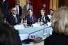 US Secretary of State Marco Rubio, center, and Germany's Political Director of the Ministry of Foreign Affairs Gunter Sautter, right, attend a meeting on Ukraine and its security, in Paris Thursday, April 17, 2025. (Julien de Rosa, Pool via AP)
