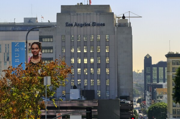 The Los Angeles Times building is seen in downtown Los Angeles on Feb. 7, 2018. (AP Photo/Richard Vogel, File)