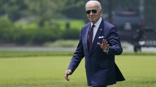 President Joe Biden waves as he walks to board Marine One on the South Lawn of the White House, Thursday, June 29, 2023, in Washington. (AP Photo/Evan Vucci)