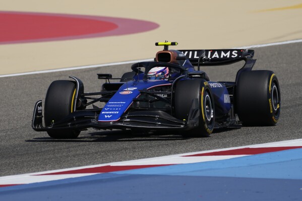 Williams driver Logan Sargeant of the US steers his car for a Formula One pre season test at the Bahrain International Circuit in Sakhir, Bahrain, Thursday, Feb. 22, 2024. (AP Photo/Darko Bandic)